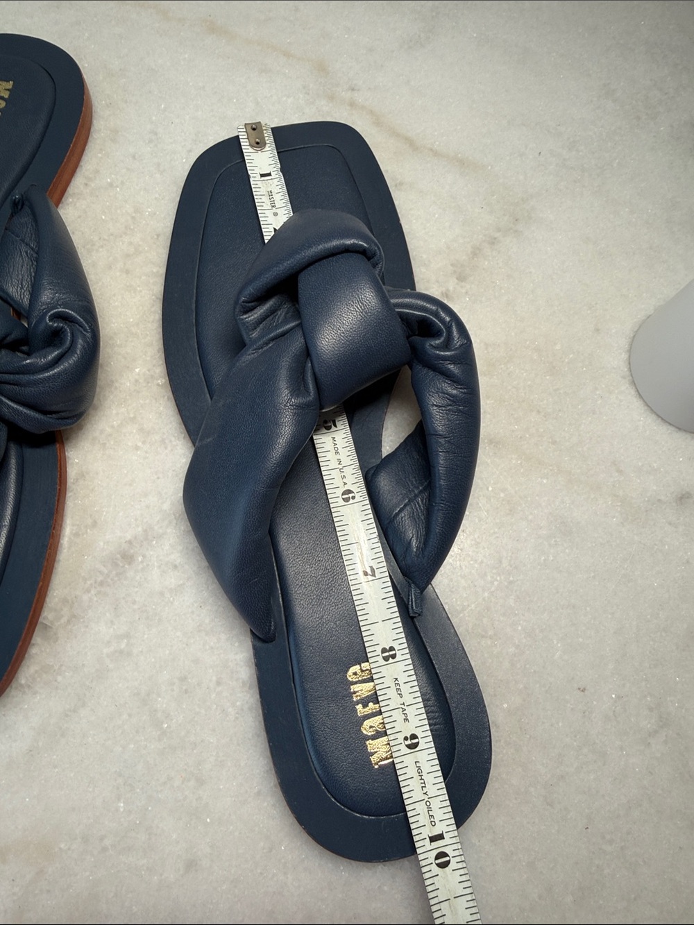 Maeve Chunky Knot Leather Women's Blue Sandals Flip Flops Sz 8 - Picture 4 of 7